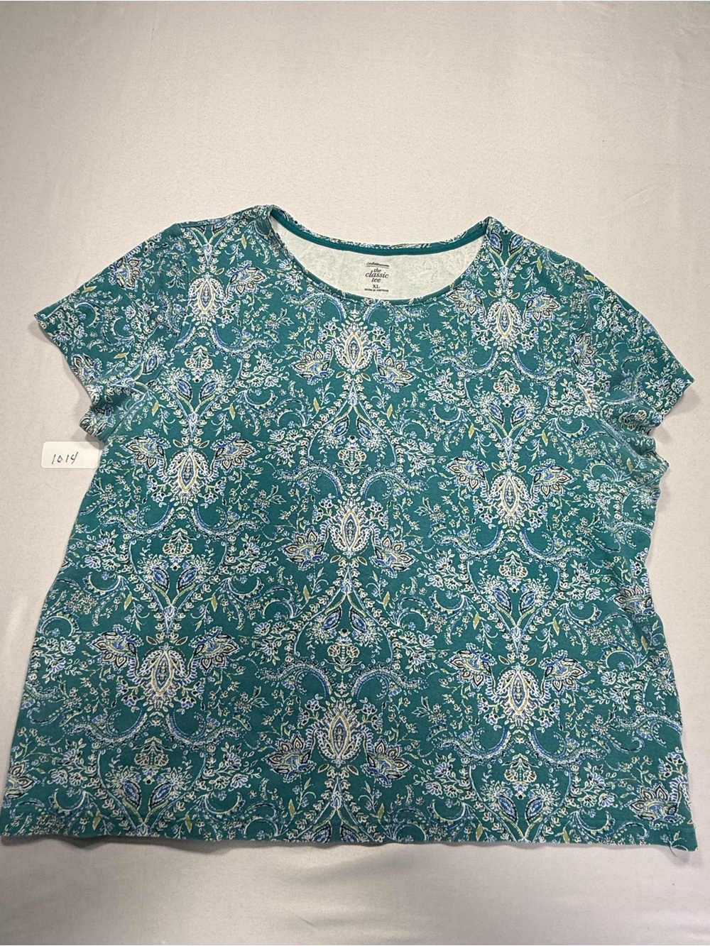 croft & barrow Teal Paisley Short Sleeve Tee